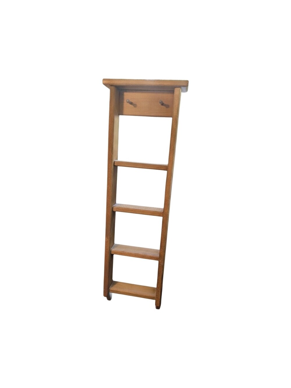 Tall Wood Ladder Trinket Shelf with Pegs